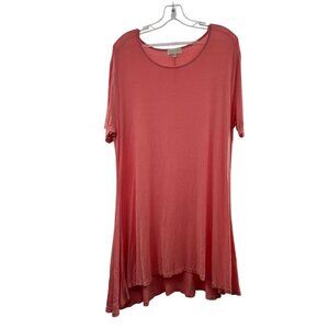 Simply Southern Women's Short Sleeve Shift Dress Pink Size XL Hi Low